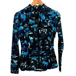 Lululemon Define Jacket Womens Size 8 Black Teal Print Full Zip Athletic